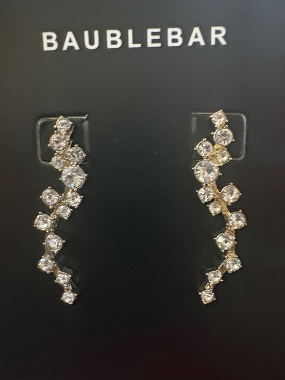 BaubleBar Gold-tone Clear Crystal Ear Climbers